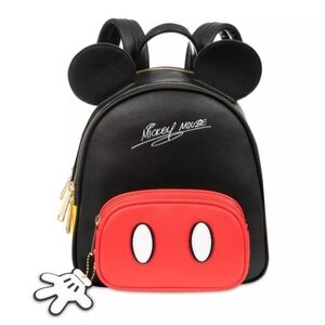 LOUNGEFLY Disney Mickey Mouse mini backpack with 3D ears and a red front pocket